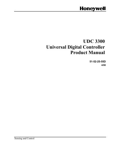 Honeywell UDC 3300 Universal Digital Controller User Manual - cover page