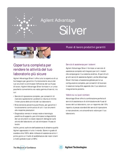 Agilent Advantage Silver Service Package Brochure - cover page