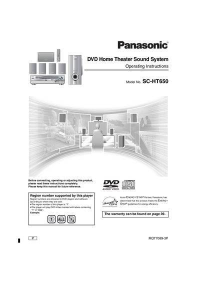 Panasonic SC-HT650 DVD Home Theater Sound System Operating Instructions