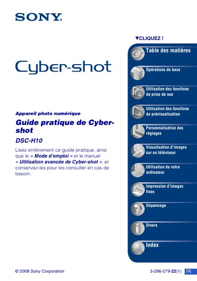 Sony Cyber-shot DSC-H10 User Guide