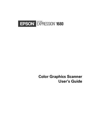 Epson Expression 1680 Color Graphics Scanner User Manual