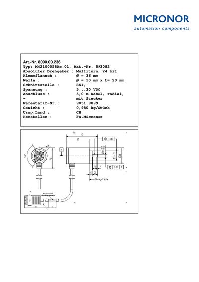 Micronor M42100058Ae.01 Technology Data - cover page