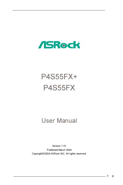 ASRock P4S55FX+ P4S55FX Motherboard User Manual