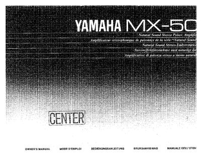 Yamaha MX-50 Stereo Power Amplifier Owner's Manual - cover page