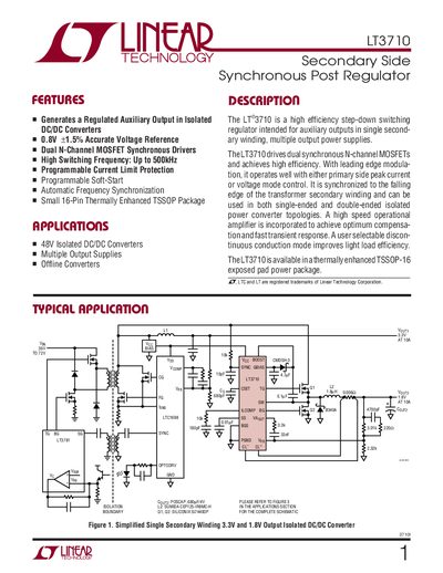 Linear Technology LT3710 Datasheet - cover page