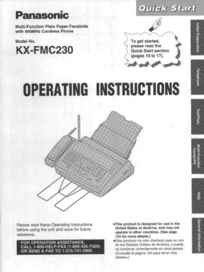 Panasonic KX-FMC230 Multi-Function Facsimile Operating Instructions - cover page
