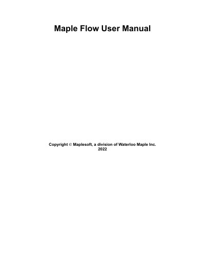 Maple Flow User Manual - cover page