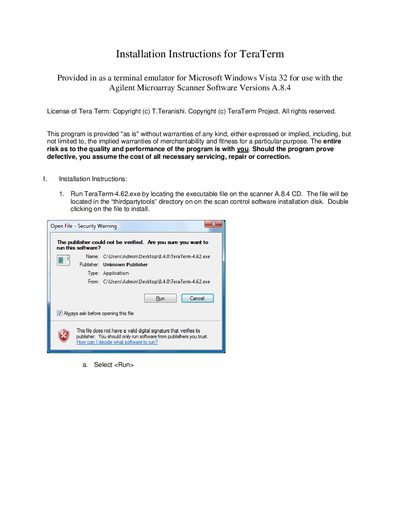 Tera Term 4.62 Installation Guide - cover page