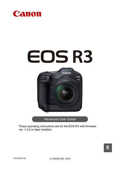 Canon EOS R3 Advanced User Guide - cover page