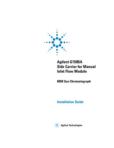 Agilent G1585A Side Carrier for Manual Inlet Flow Module (6890 GC) Install Guide - cover page