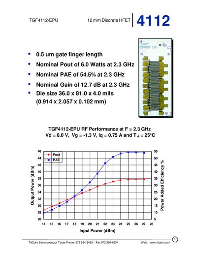 TriQuint TGF4112-EPU Discrete HFET Datasheet - cover page