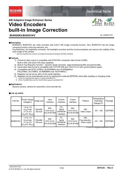 ROHM BU6520KV/BU6521KV Technical Note - cover page