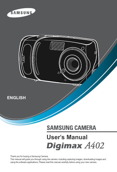 Samsung Digimax A402 User Manual - cover page
