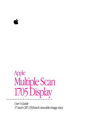 Apple Multiple Scan 1705 Display User's Guide