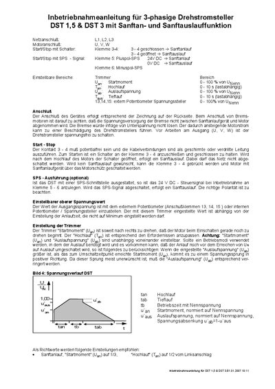 Horstmann Antriebstechnik DST 1.5/3 Soft Starter Installation Guide - cover page