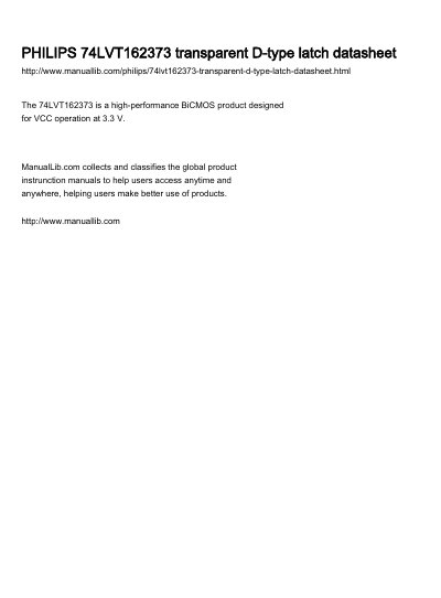 Philips 74LVT162373 Transparent D-Type Latch Datasheet - cover page