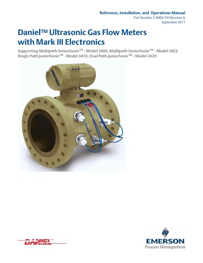 Daniel Ultrasonic Gas Flow Meters Mark III Electronics Reference Installation and Operations Manual - cover page