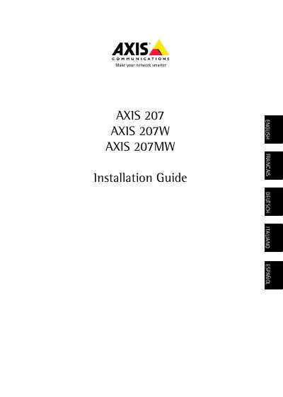 Axis 207/207W/207MW Network Camera Installation Guide - cover page