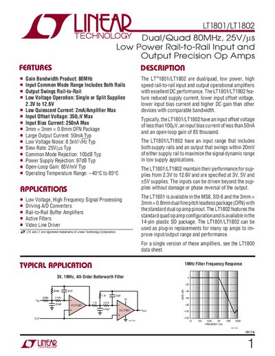 Linear Technology LT1801/LT1802 Datasheet - cover page