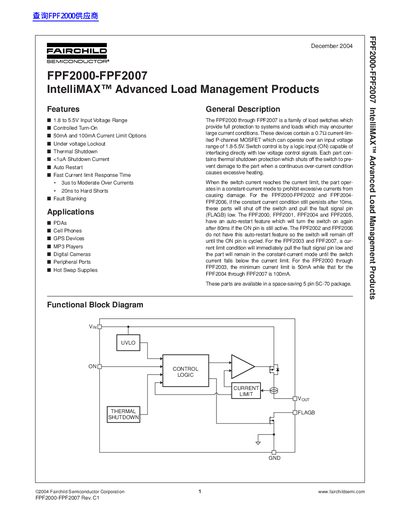 FAIRCHILD FPF2000-FPF2007 IntelliMAX Advanced Load Management Products handbook - cover page