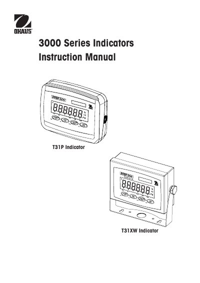 3000 Series Indicators Instruction Manual T31XW Indicator T31P Indicator - cover page