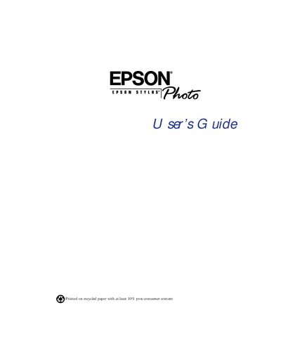Epson Stylus Photo User Manual - cover page