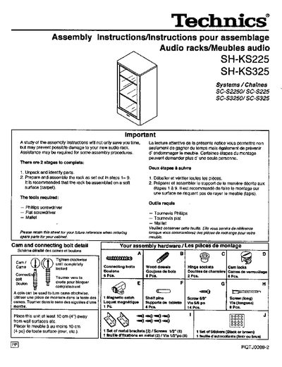 Technics SH-KS225/SH-KS325 Audio Rack Assembly Instructions - cover page