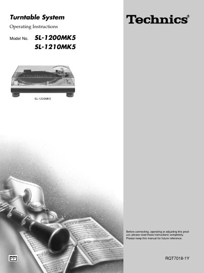 Panasonic SL-1200MK5 Turntable System Operating Instructions - cover page