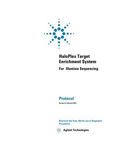 Agilent HaloPlex Target Enrichment System for Illumina Sequencing Protocol Guide - cover page