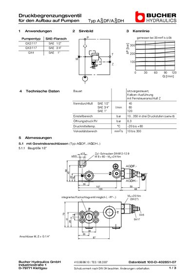 Bucher Hydraulics Typ A DF/A DH Datasheet