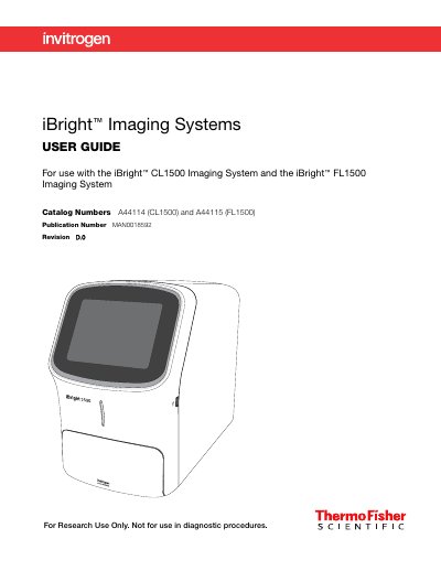 Thermo Fisher Scientific iBright CL1500/FL1500 Imaging Systems User Guide - cover page