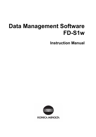 Konica Minolta FD-S1w Data Management Software Instruction Manual - cover page