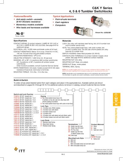 C&K Y Series 4/5/6 Tumbler Switchlocks Product Leaflet - cover page