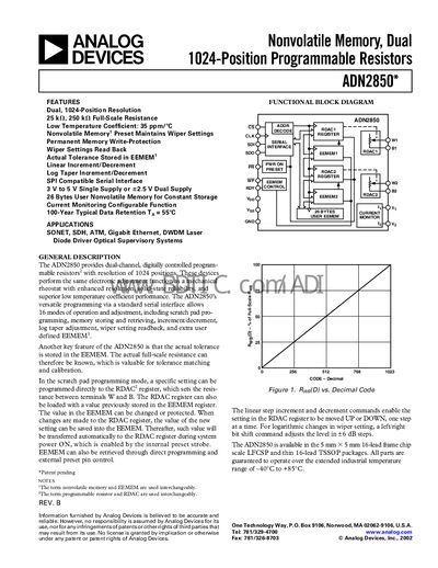 Analog Devices ADN2850 Datasheet - cover page