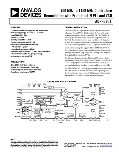 Analog Devices ADRF6801 Datasheet - cover page
