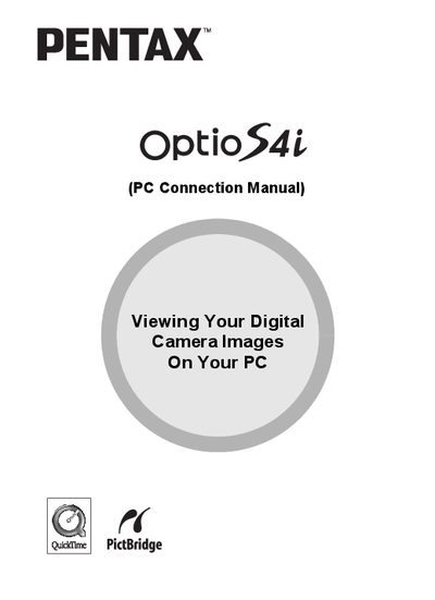 Pentax Optio S4i PC Connection Manual - cover page