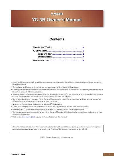 Yamaha YC-3B VST Instrument Owner's Manual - cover page