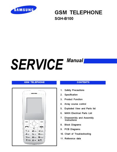 Samsung SGH-B100 GSM Telephone Service Manual - cover page