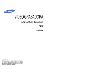 Samsung SV-G10N Video Playback Machine User Manual - cover page