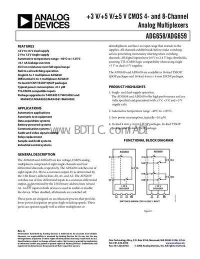 Analog Devices ADG658/ADG659 Analog Multiplexer Datasheet - cover page