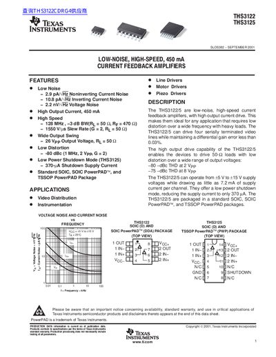 TEXAS INSTRUMENTS THS3122 THS3125 handbook - cover page