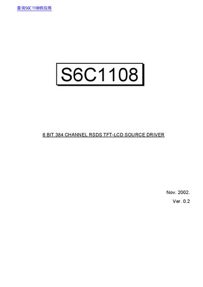 Samsung Electronics S6C1108 6-Bit 384-Channel RSDS Source Driver Datasheet - cover page