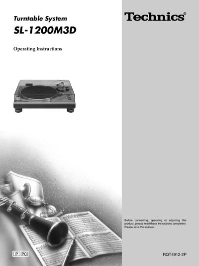 Panasonic SL-1200M3D Turntable Operating Instructions - cover page
