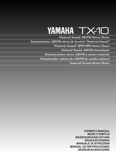 Yamaha TX-10 Owner's Manual - cover page