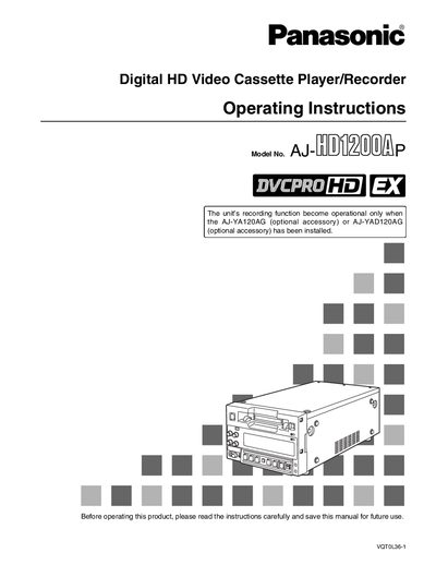 Panasonic AJ-HD1200AP Manual