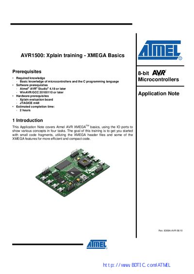 Atmel XMEGA AVR1500 Application Note – Xplain Training - cover page