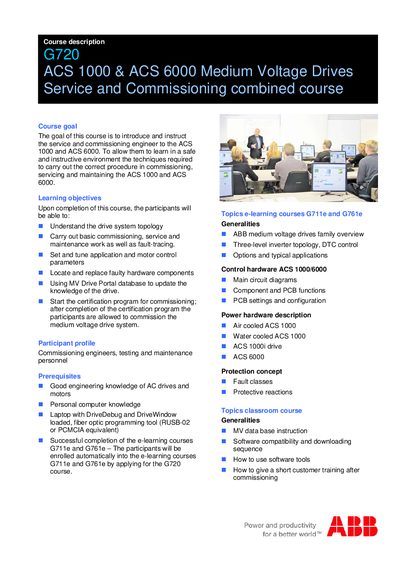 ABB ACS 1000 & ACS 6000 Medium Voltage Drives Service and Commissioning Course Manual - cover page