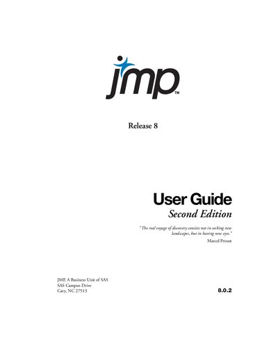 SAS JMP 8 User Guide Second Edition - cover page