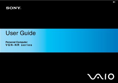 Sony VGN-NR User Guide - cover page