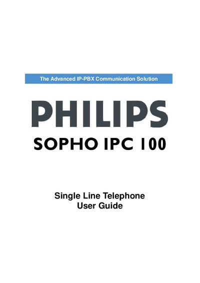 Philips SOPHO IPC 100 User Guide - cover page